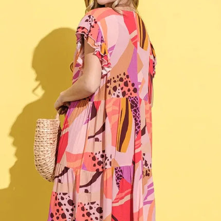 And The Why Printed Double Ruffles Sleeve Dress - Image 6