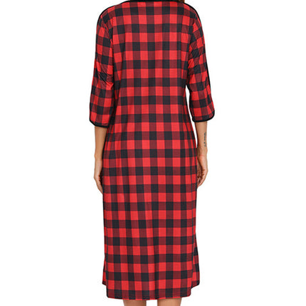 Round Neck Three-Quarter Sleeve Midi Night Dress - Image 27