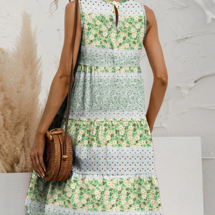 FAM-FAM Tiered Printed Round Neck Sleeveless Dress - Image 5