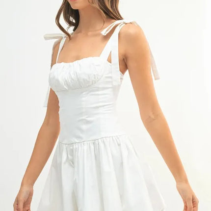 MABLE Shoulder Tie Corset Panel Mini Dress - Image 2