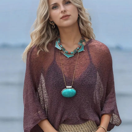 Round Neck Long Sleeve Cover-Up - Image 2