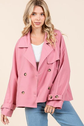 Mittoshop Double Breasted Long Sleeve Trench Coat Jacket - Image 2