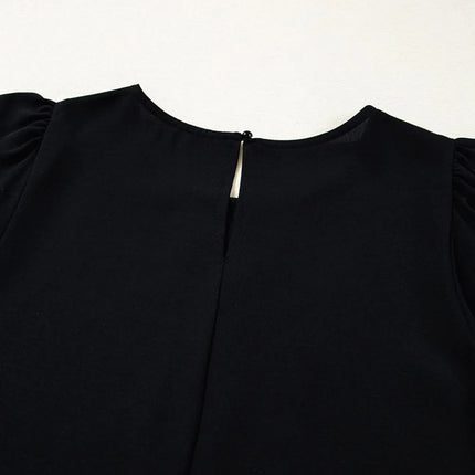 Contrast Scallop Trim Bow Detail Short Sleeve Shift Dress - Image 8