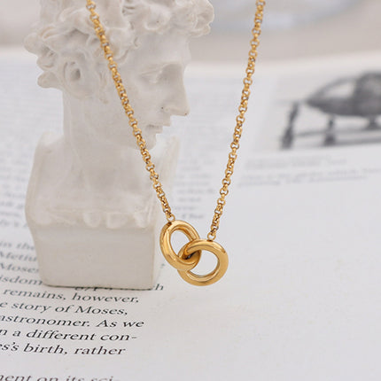 18K Gold-Plated Titanium Steel Hoop Pendant Necklace - Image 1