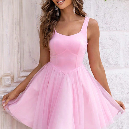 Wide Strap Mesh Dress - Image 1