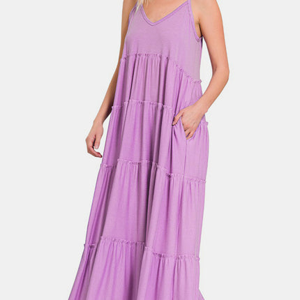 Zenana Frill Tiered V-Neck Maxi Cami Dress - Image 2