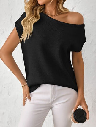 Mandy Boat Neck Short Sleeve Knit Top - Image 10