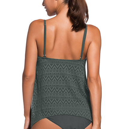 Full Size Spaghetti Strap Scoop Neck Tankini Set - Image 2