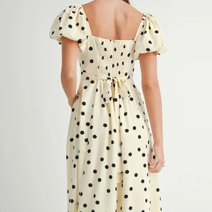 MABLE Polka Dot Puff Sleeve Midi Dress - Image 8