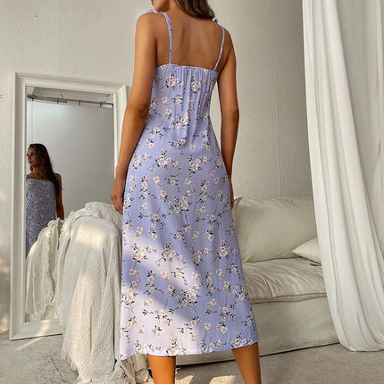 Printed Tie Shoulder Midi Night Dress - Image 9
