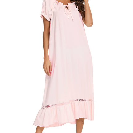 Lace Detail Short Sleeve Lounge Dress - Image 10