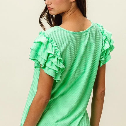 BiBi Birdseye Texture Layered Ruffle Top - Image 8