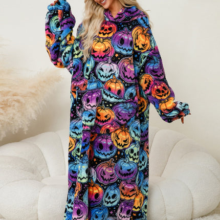 Fuzzy Pocketed Long Sleeve Hooded Lounge Dress - Image 5