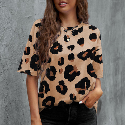 Animal Print Dropped Shoulder Round Neck T-Shirt - Image 2