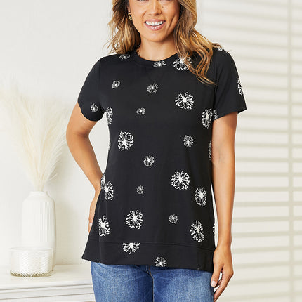 Double Take Dandelion Print Round Neck T-Shirt - Image 7