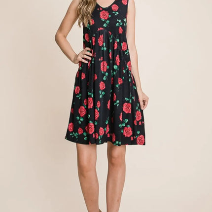 BOMBOM Floral Ruched Tank Dress - Image 5