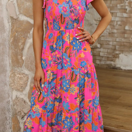 Boho Floral V Neck Ruffle Tiered Dress - Image 6