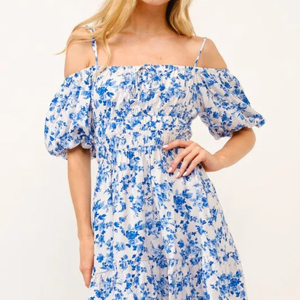 Off Shoulder Bubble Sleeve Dress - Image 2