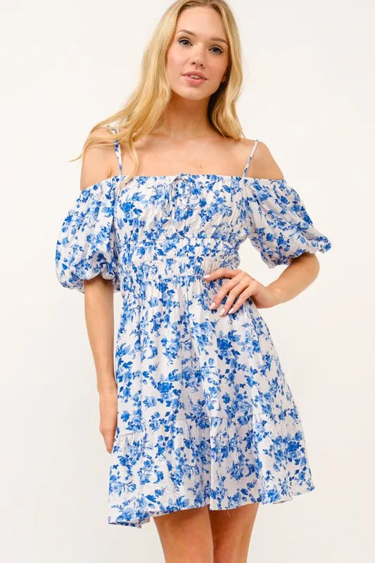 Off Shoulder Bubble Sleeve Dress