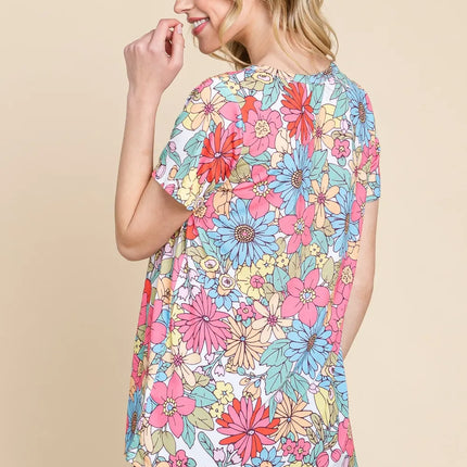 BOMBOM Floral Short Sleeve T-Shirt - Image 2