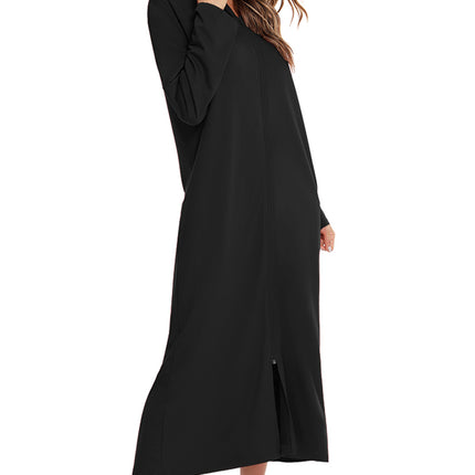 Zip Front Hooded Night Dress with Pockets - Image 5