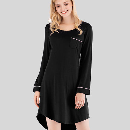 Round Neck Night Dress with Pocket - Image 7