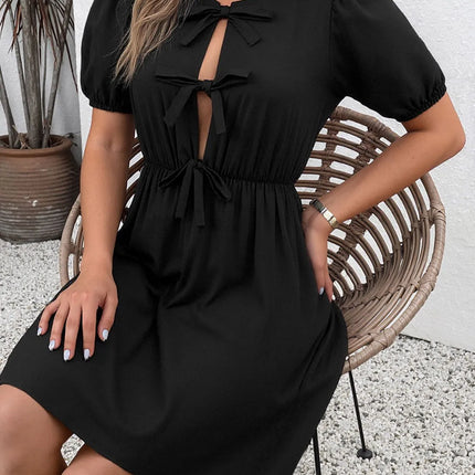 Tie Front Puff Sleeve Mini Dress - Image 4