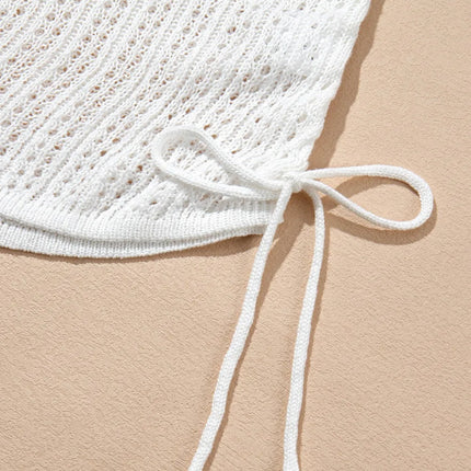 Hollow Out Bell Sleeve Drawstring Knit Cover Up Dress - Image 11