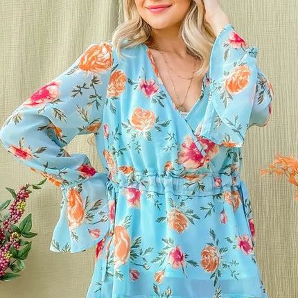 And The Why Floral Print Draw String Bell Sleeve Top - Image 7