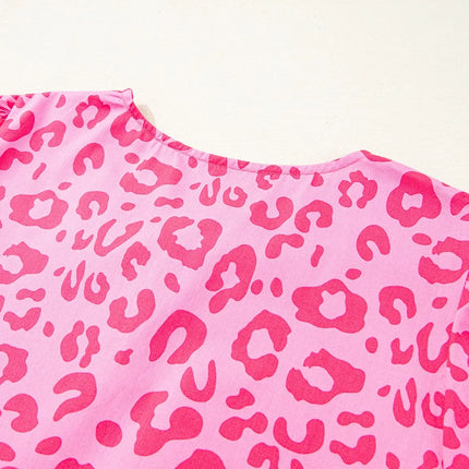 Leopard Tie Front Puff Sleeve Dress - Image 5