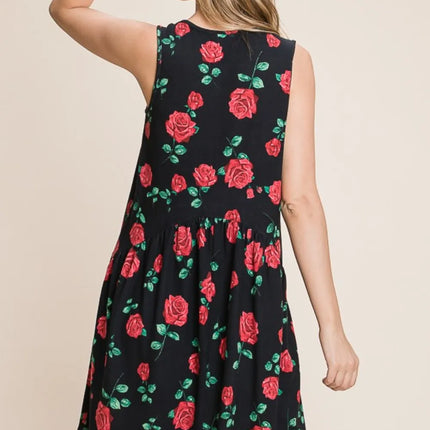BOMBOM Floral Ruched Tank Dress - Image 2