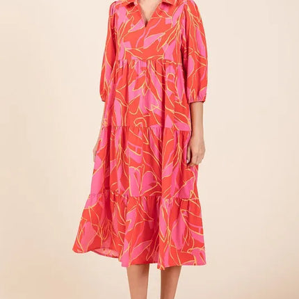 Mittoshop Tiered Printed Collared Neck Midi Dress - Image 6