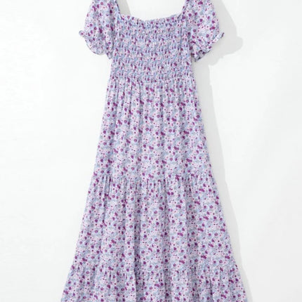 Tiered Floral Shirred High Waist Maxi Dress - Image 8