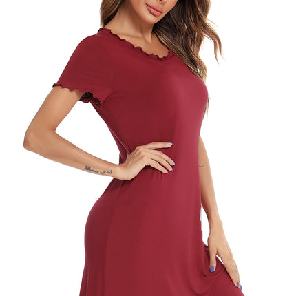 Round Neck Short Sleeve Lounge Dress - Image 5