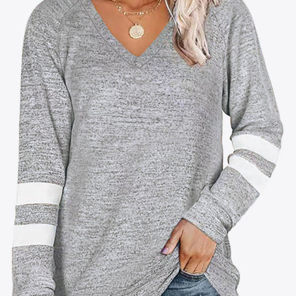 Striped Contrast Raglan Sleeve Top - Image 19