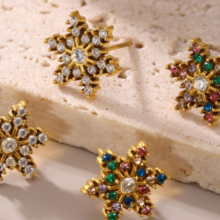 Stainless Steel Snowflake Stud Earrings - Image 3