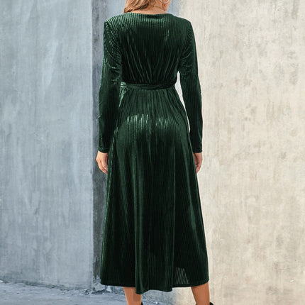 Tie Front Long Sleeve Slit Dress - Image 2