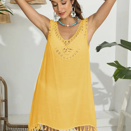 Tassel Scoop Neck Wide Strap Cover-Up - Image 11