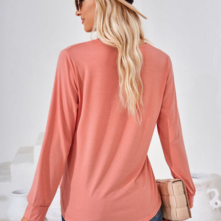Square Neck Ruched Long Sleeve Blouse - Image 8
