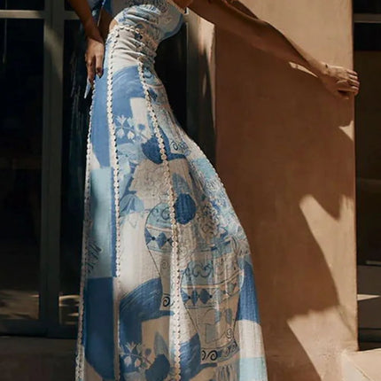 Cutout Back Printed Square Neck Maxi Dress - Image 4