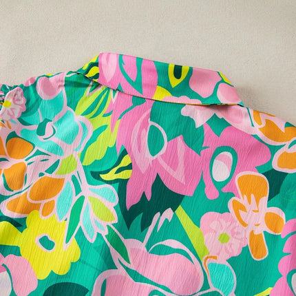 Button Down Floral Puff Sleeve Babydoll Dress - Image 13