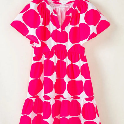 Contrast Notched Flutter Sleeve Dress - Image 7