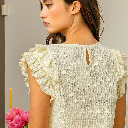 BiBi Floral Ruffled Armhole V-Neck Top - Image 13