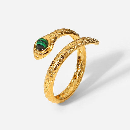 Snake Charmer Malachite Snake-Shaped Bypass Ring - Image 1