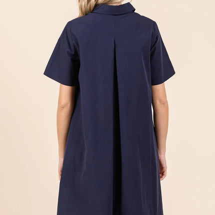 Mittoshop Poplin Collar Pleated Back Mini Dress - Image 5