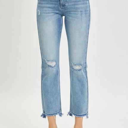 RISEN Full Size High Rise Distressed Cropped Straight Jeans - Image 3