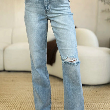 Judy Blue Full Size High Waist Distressed Straight Jeans - Image 1