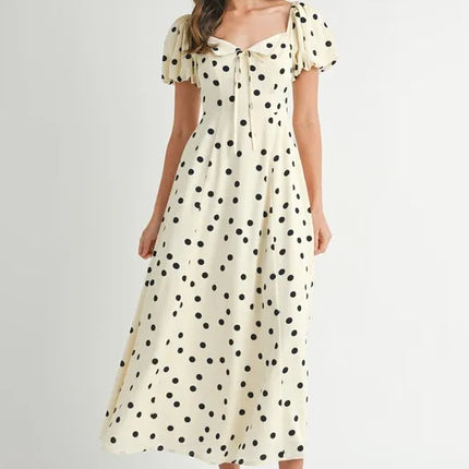 MABLE Polka Dot Puff Sleeve Midi Dress - Image 4