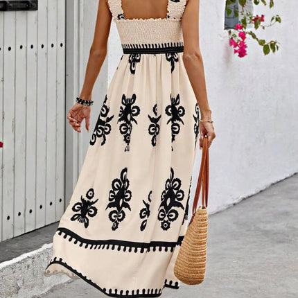 Smocked Printed Wide Strap Maxi Dress - Image 9
