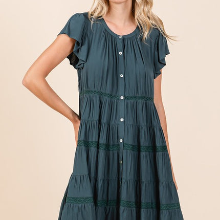 Mittoshop Lace Detail Ruffled Button Down Tiered Dress - Image 1